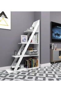 Arven 4 Raflı Kitaplık – Modern Tasarım, Antrasit-Beyaz Renkli Raf Ünitesi